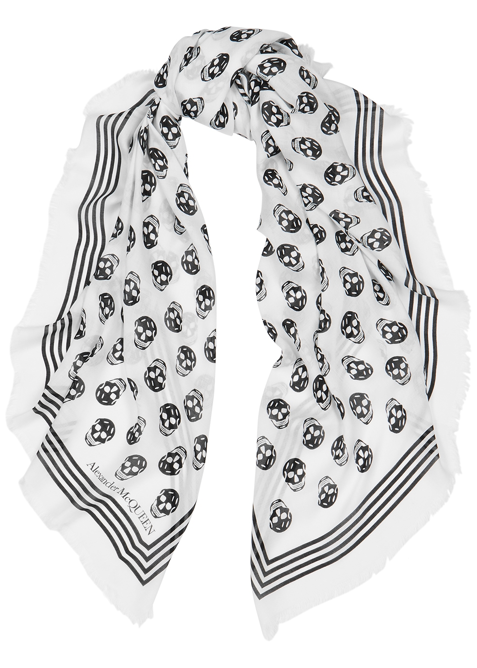 White skull-print modal scarf 