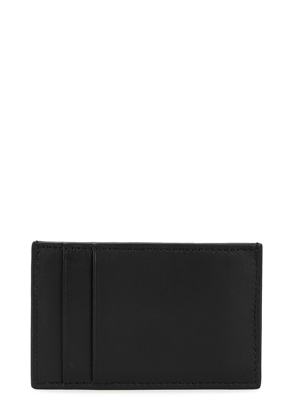 Black logo-print leather card holder 