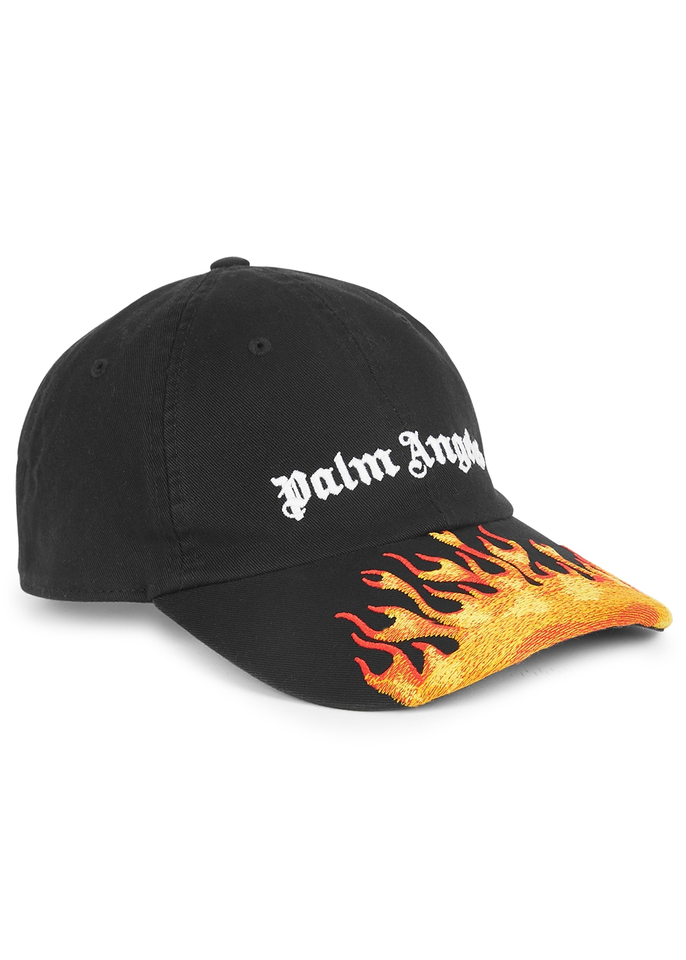 Palm Angels Black flame-embroidered cotton cap - Harvey Nichols