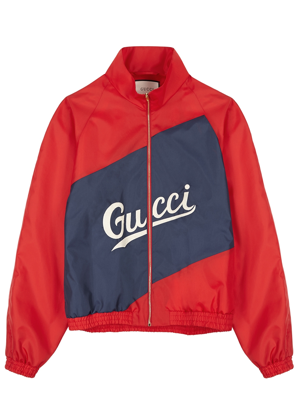Gucci Red logo-embroidered shell bomber 