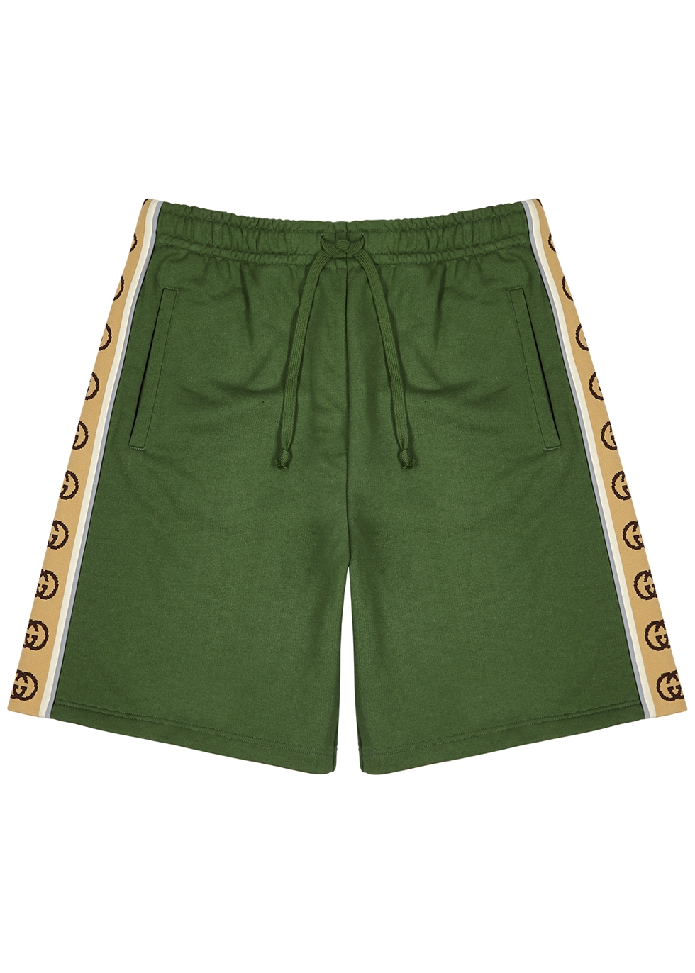 Gucci Green GG-striped cotton shorts - Harvey Nichols