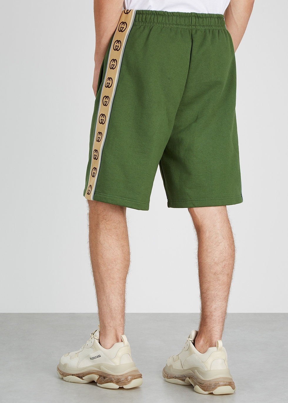 Gucci Green GG-striped cotton shorts 