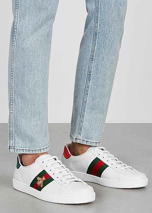 Rejse parkere dør Gucci Ace white embroidered leather sneakers - Harvey Nichols