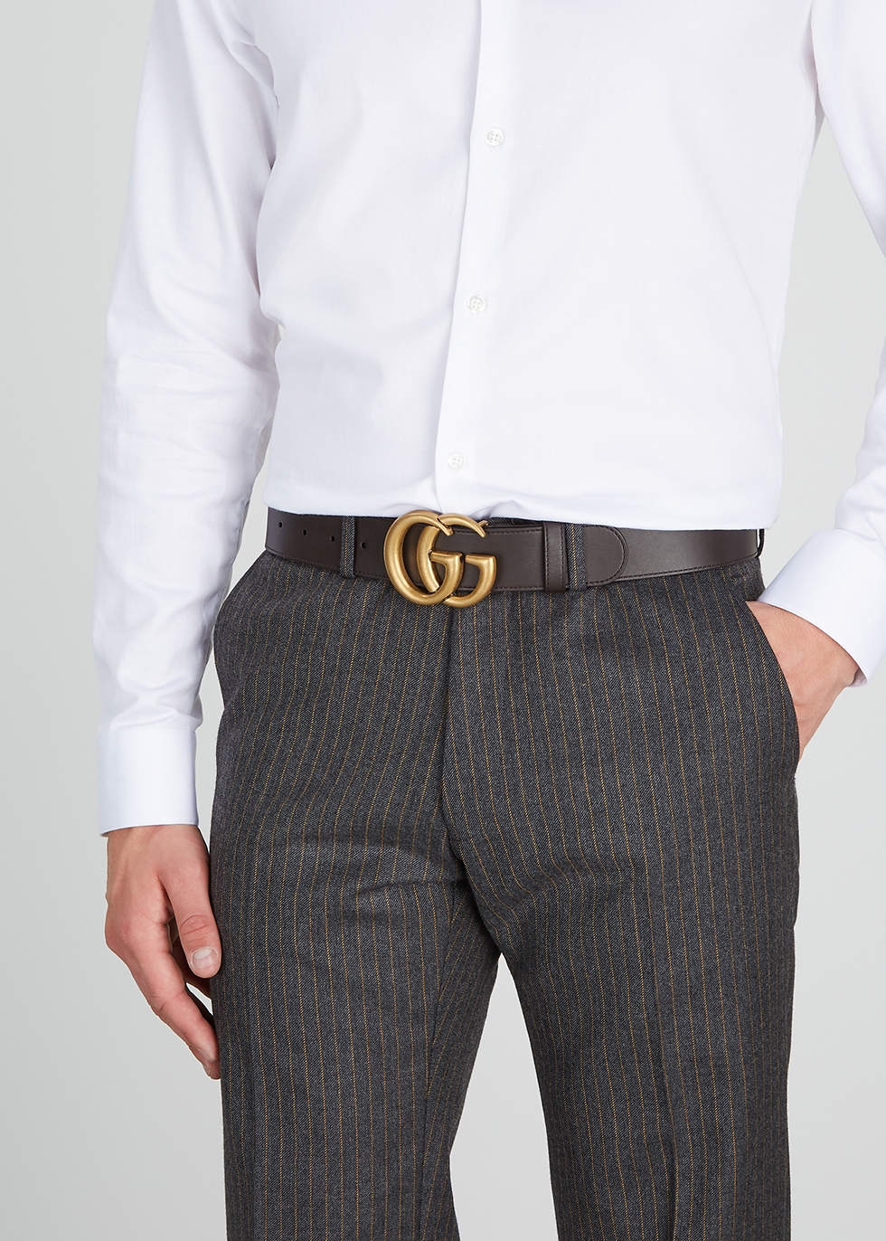 gucci belt with suit