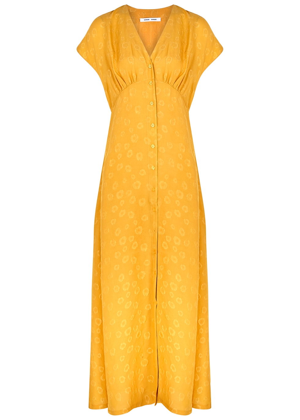 Valerie yellow silk-jacquard maxi dress