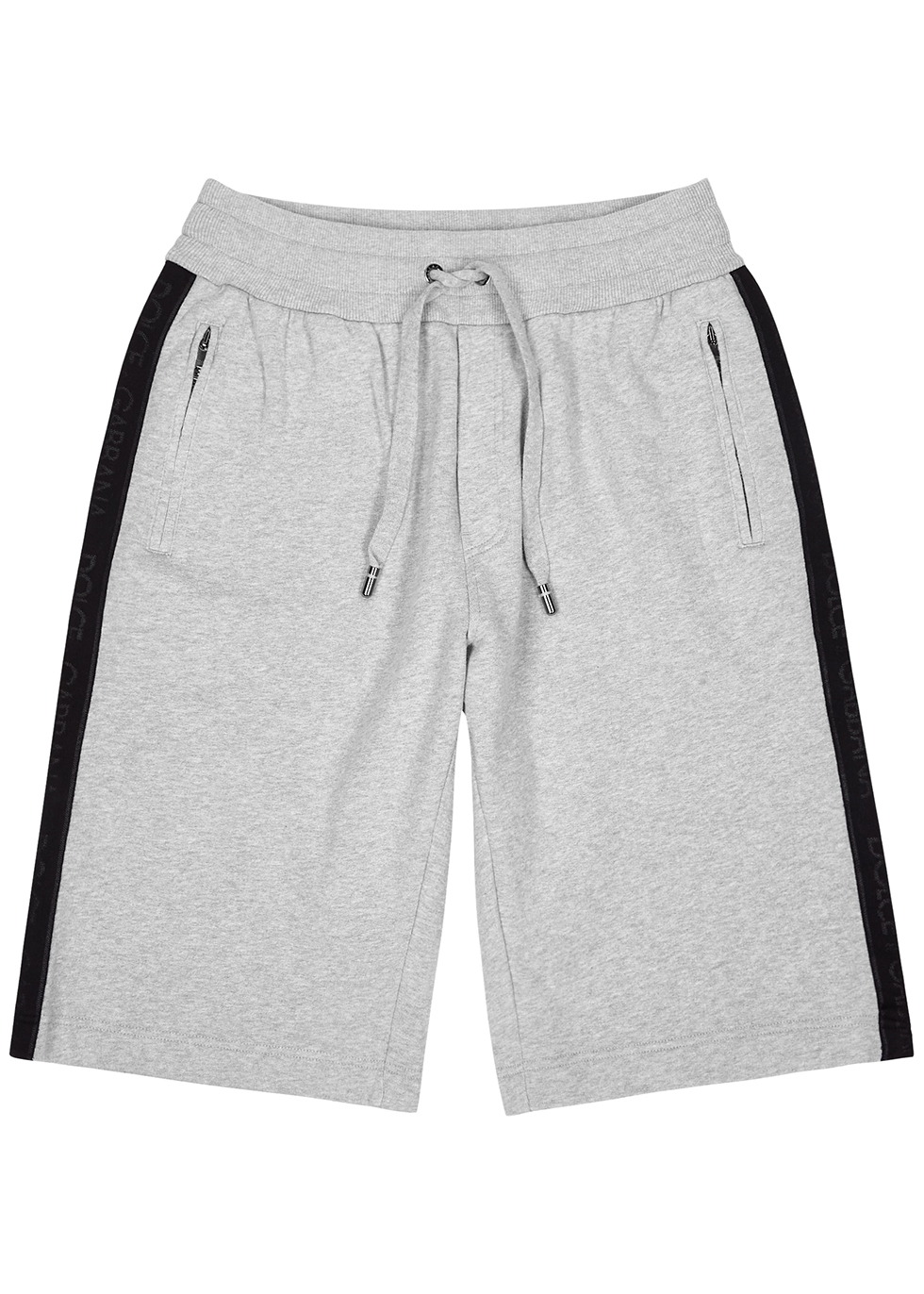 Grey striped logo cotton shorts