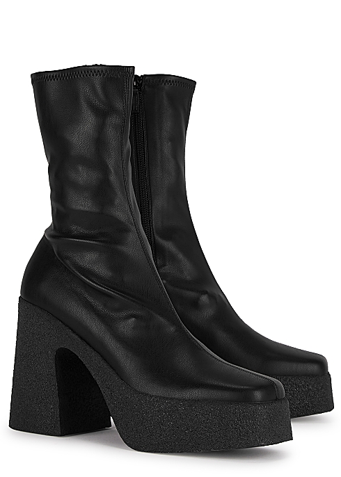 Stella McCartney 115 black faux leather platform ankle boots - Harvey ...
