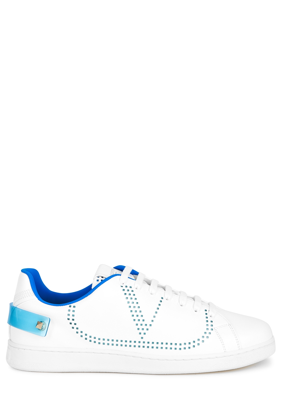 white perforated leather sneakers