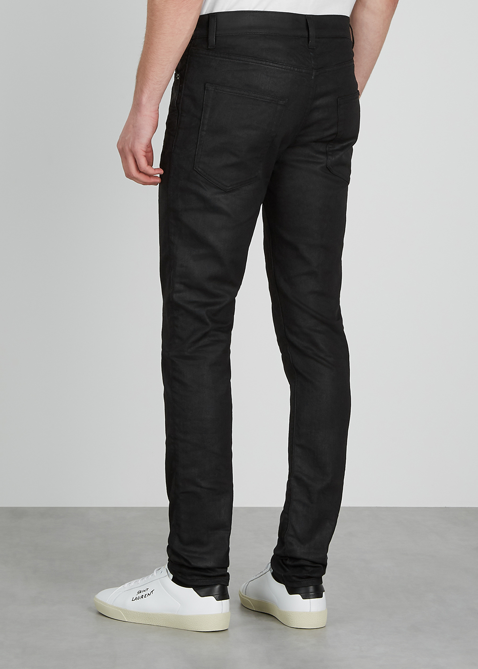 black coated skinny trousers