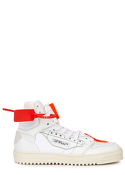 Off White Off Court 3 0 White Leather Hi Top Sneakers Harvey Nichols