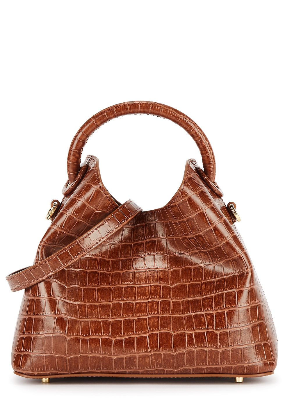 Baozi brown crocodile-effect leather cross-body bag