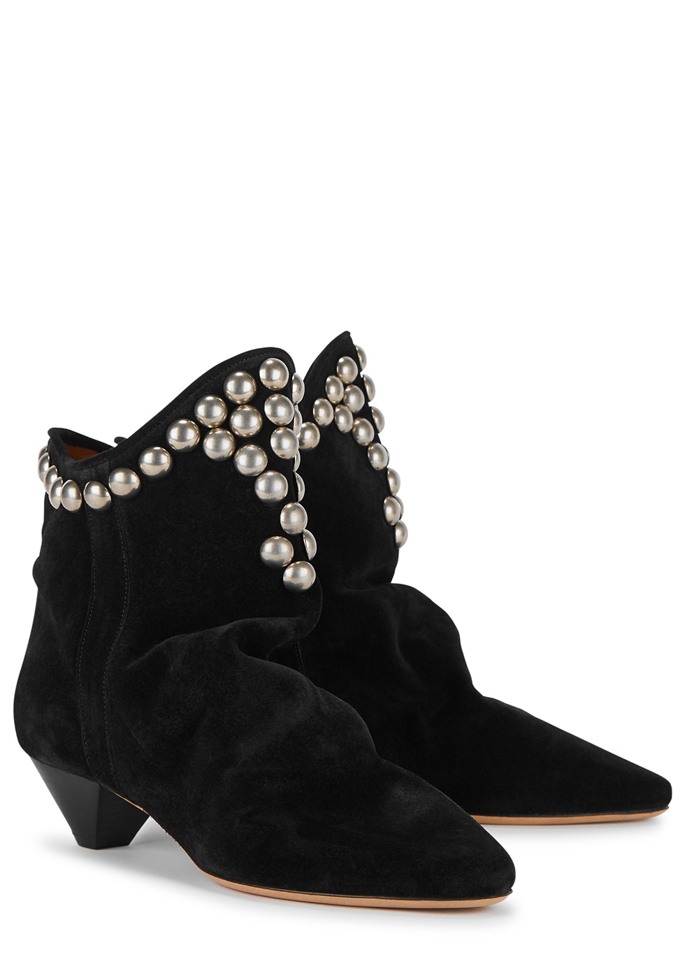 black studded suede boots