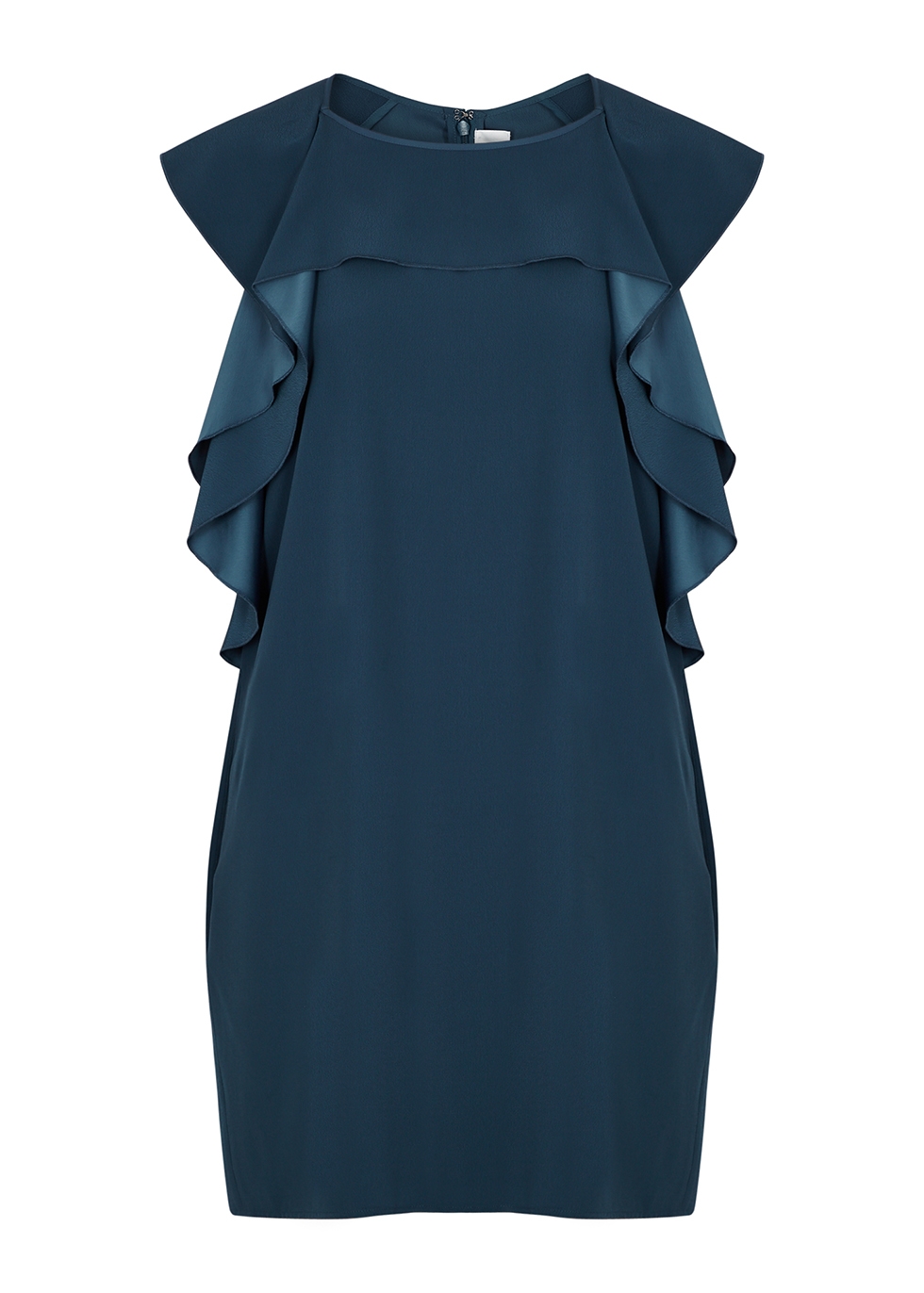 Blue ruffle-trimmed dress