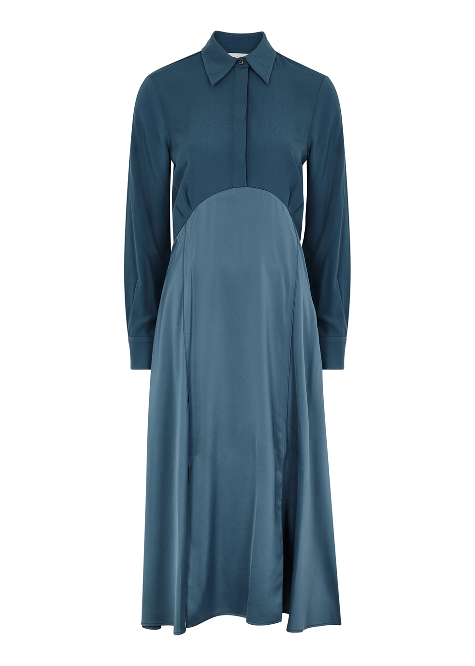 Blue panelled shirt dress
