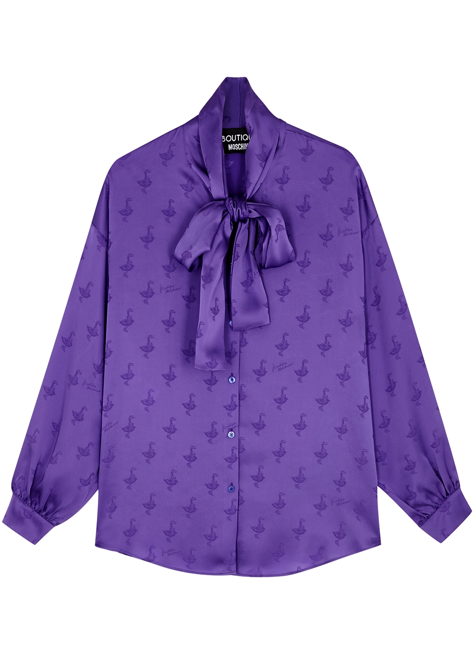 Purple satin jacquard blouse