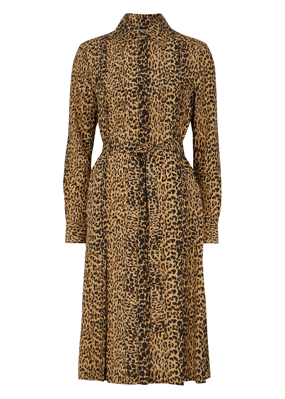 Leopard-print silk shirt dress