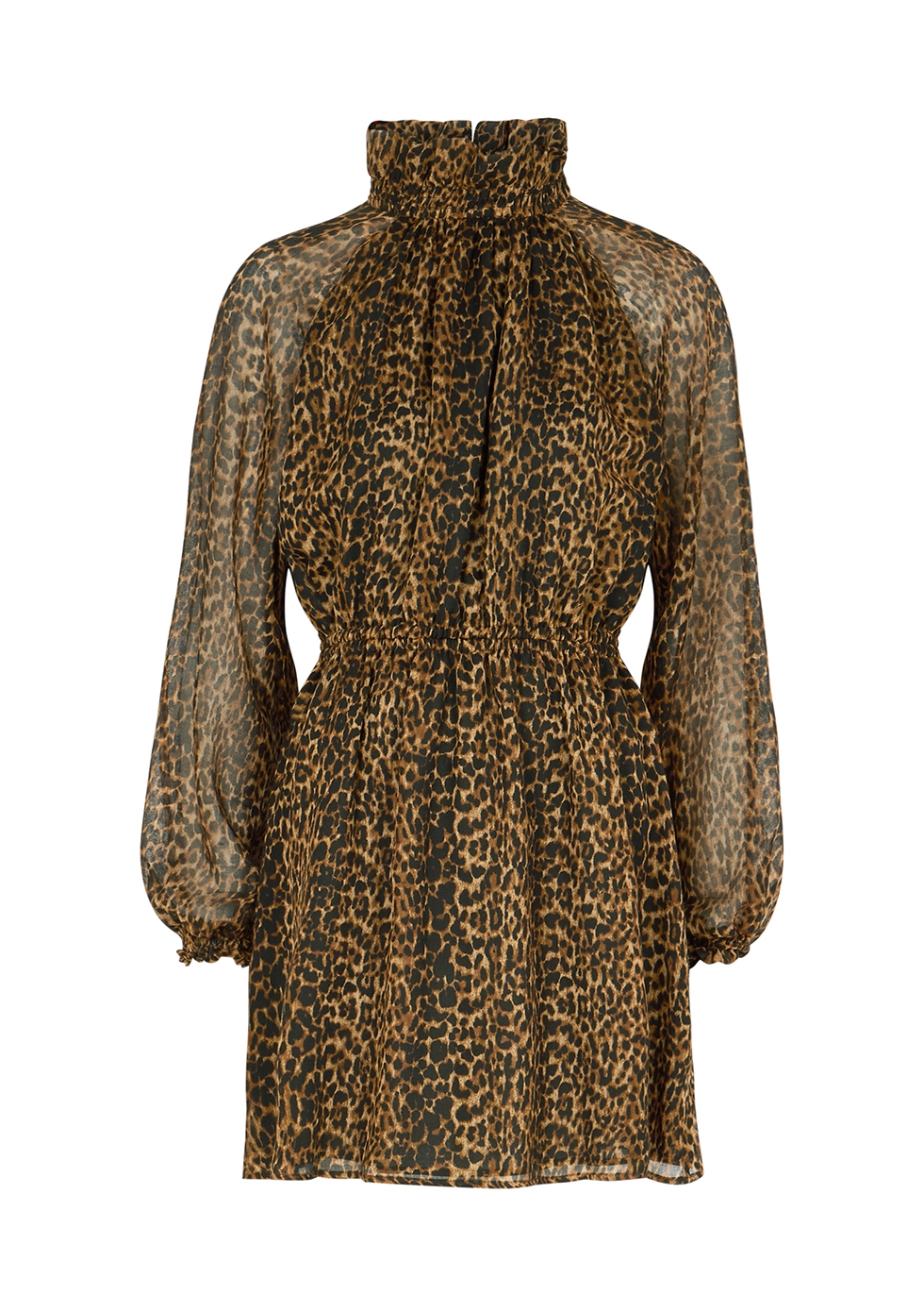 Leopard-print wool mini dress