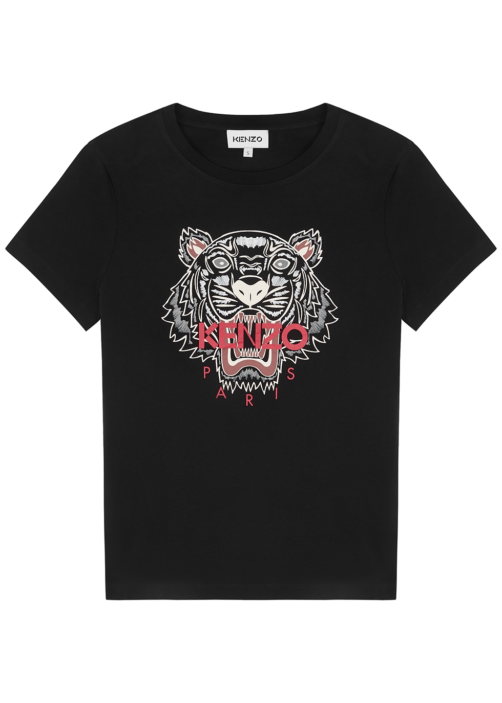 Kenzo Black tiger-print cotton T-shirt 