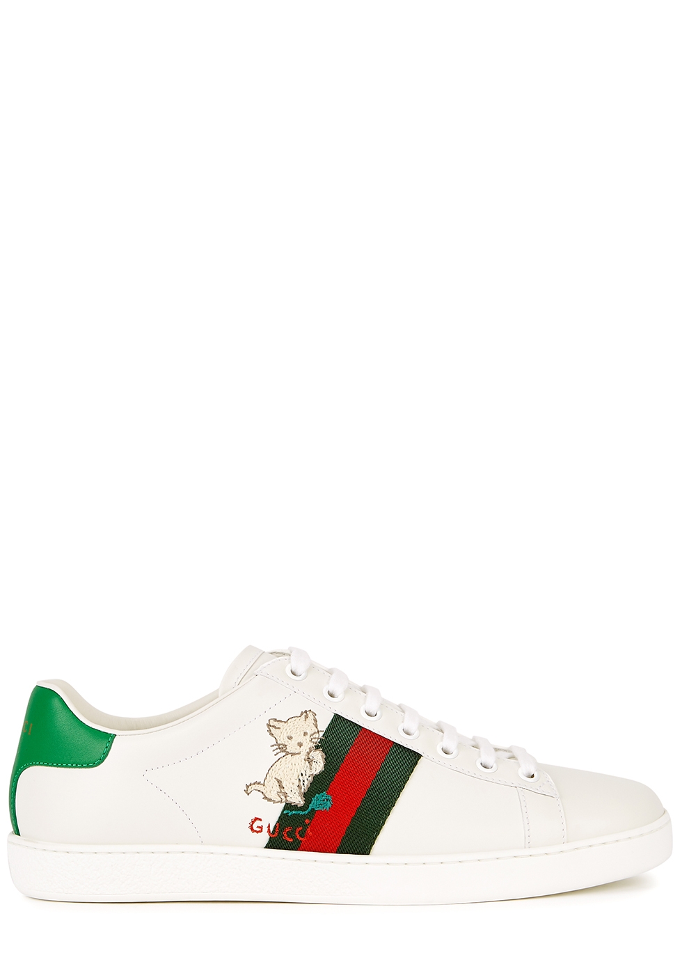 Gucci New Ace white embroidered leather 