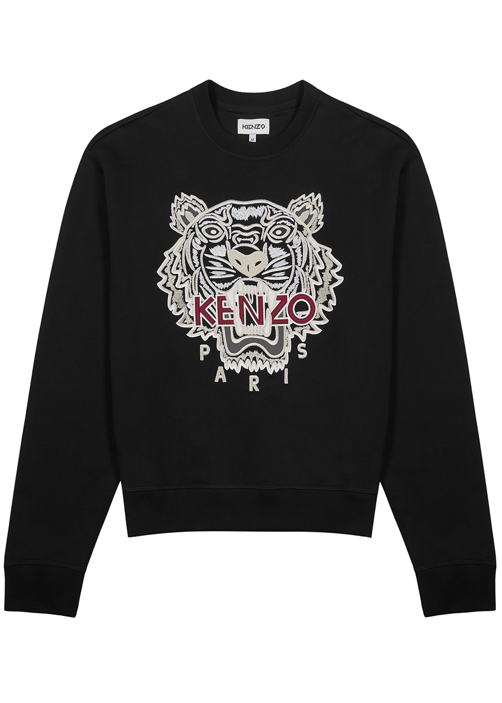Kenzo Black tiger-embroidered cotton 