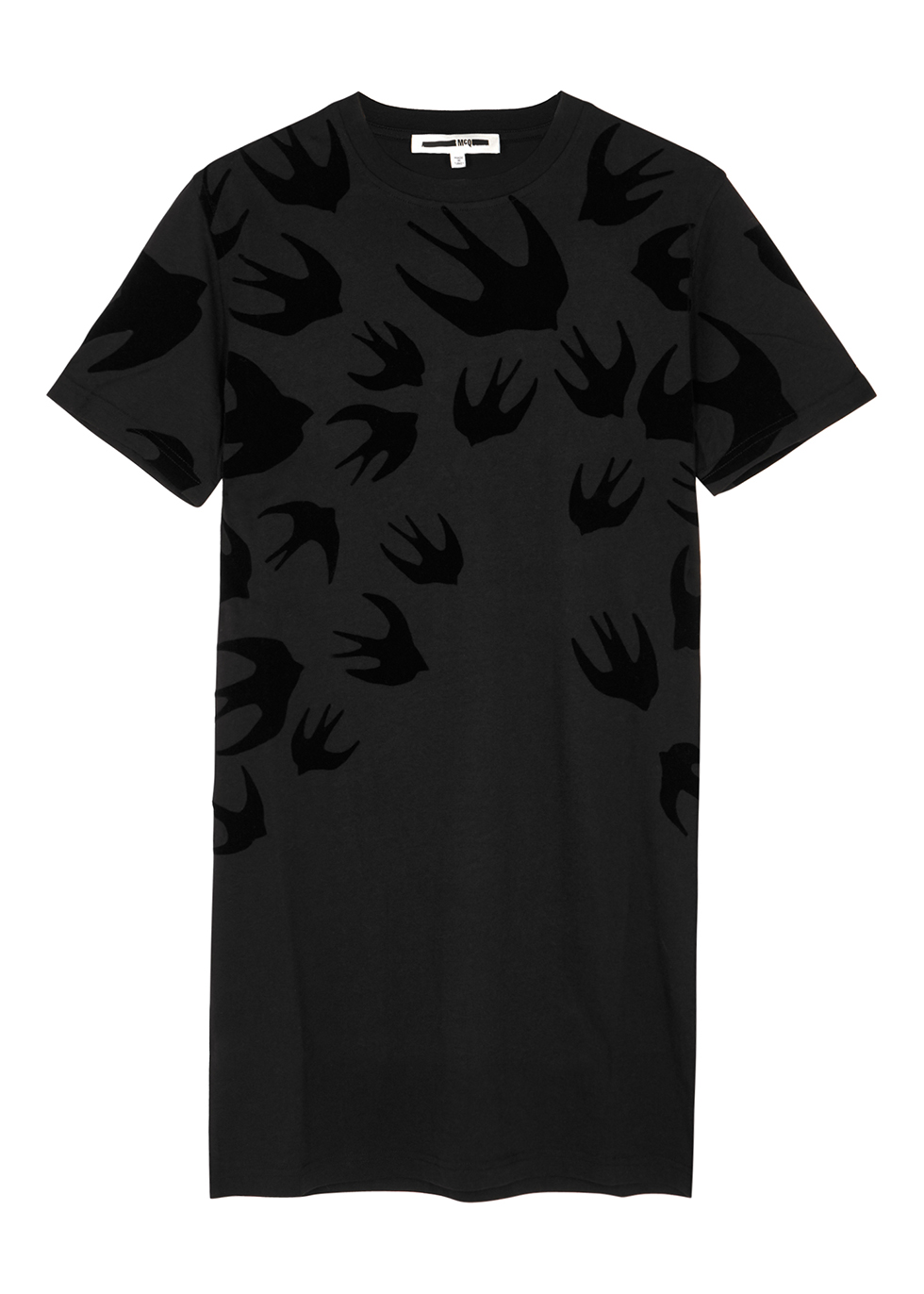 swallow-print cotton T-shirt dress 