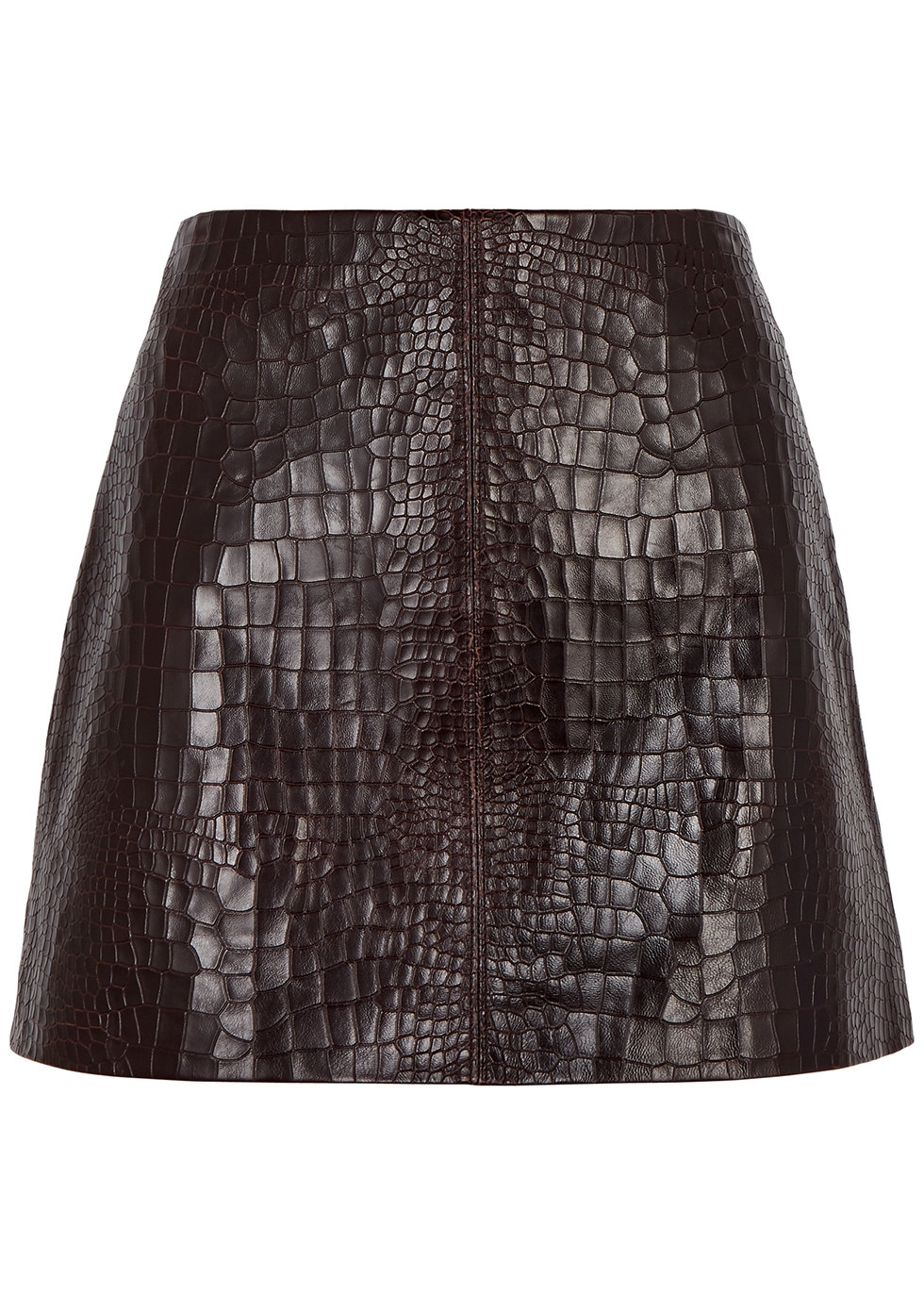 Riley crocodile-effect leather mini skirt