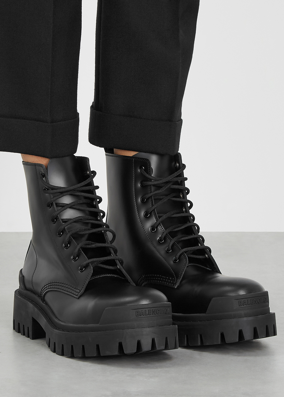 Balenciaga Strike black leather ankle 