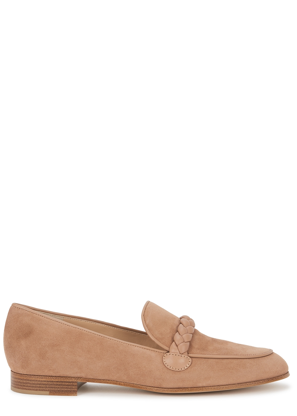 Dusky pink suede loafers
