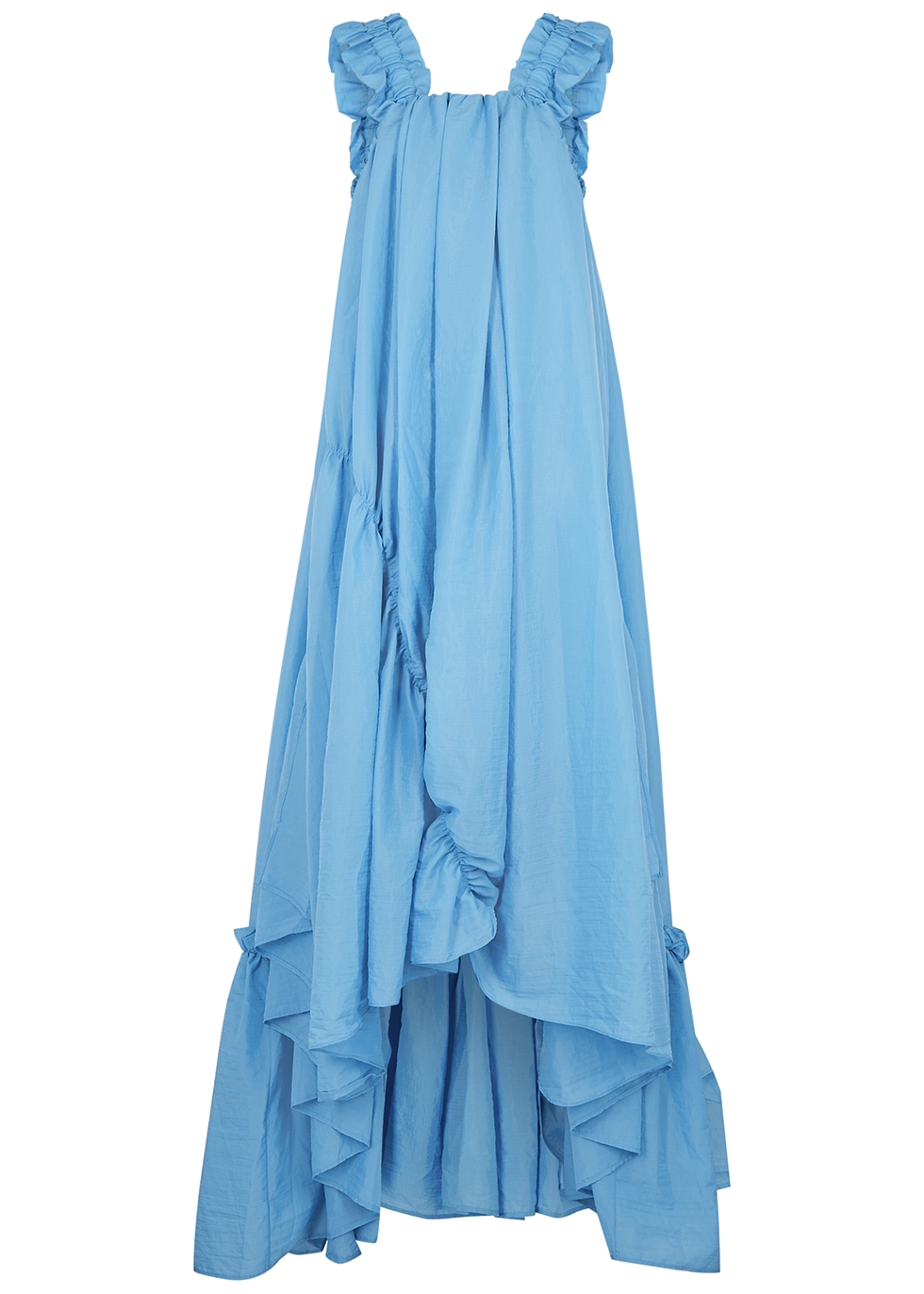Evie blue taffeta maxi dress