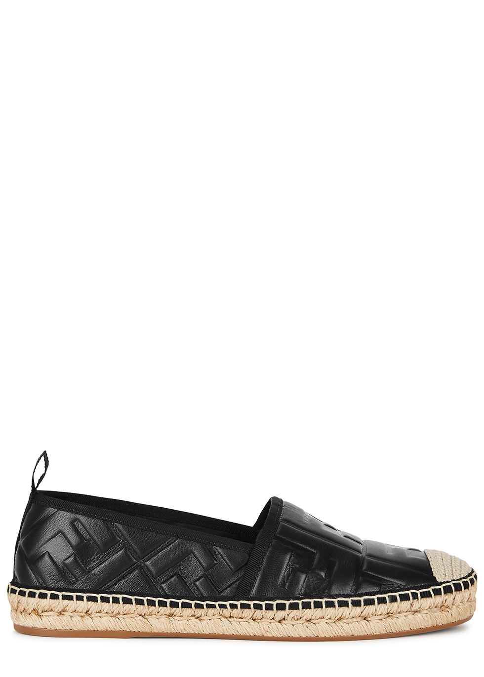 Fendi FF black leather espadrilles 