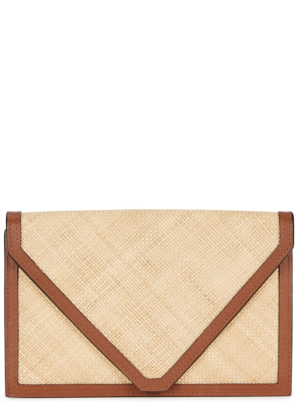 The Envelope leather and raffia clutch