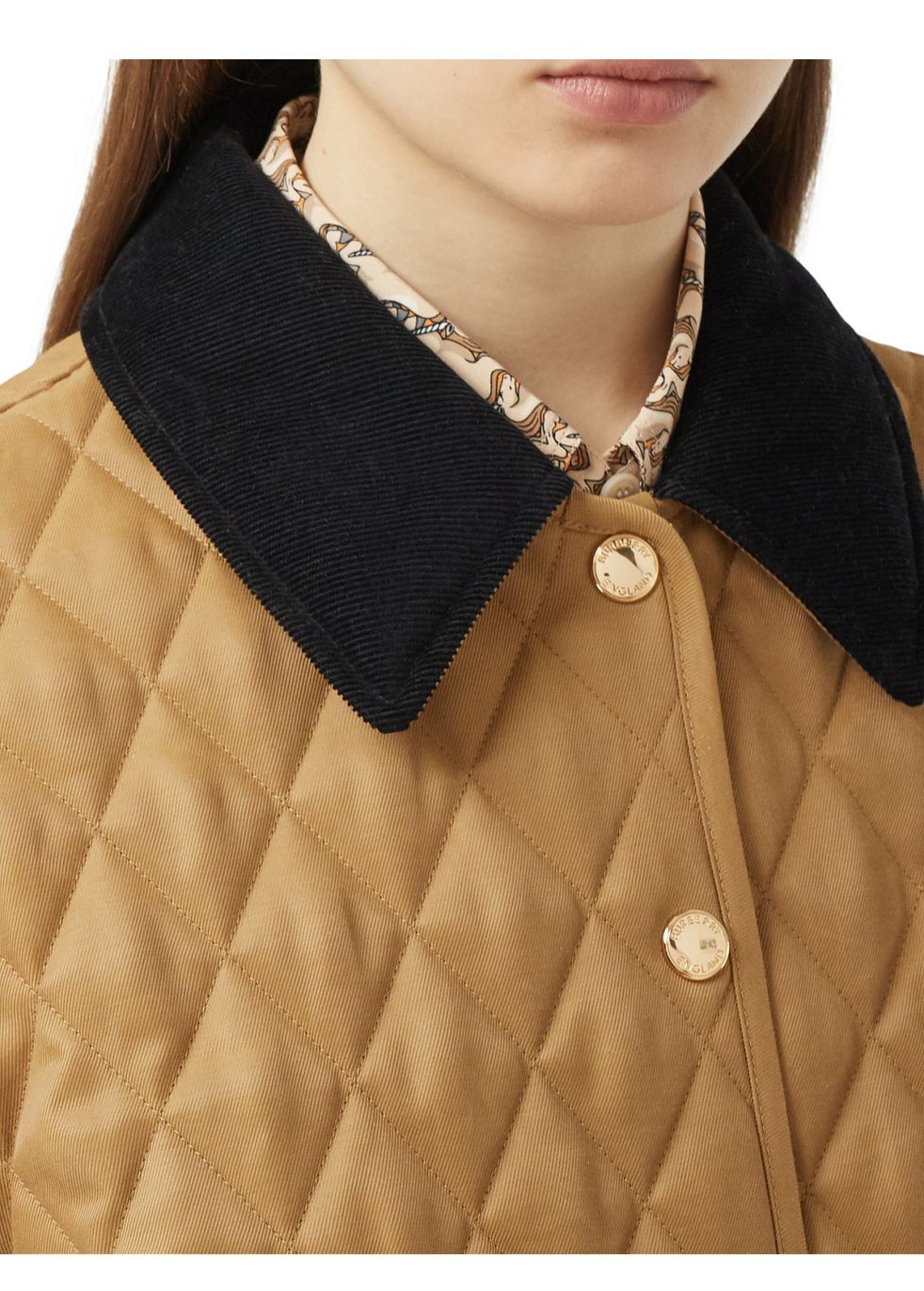 burberry corduroy collar quilted jacket