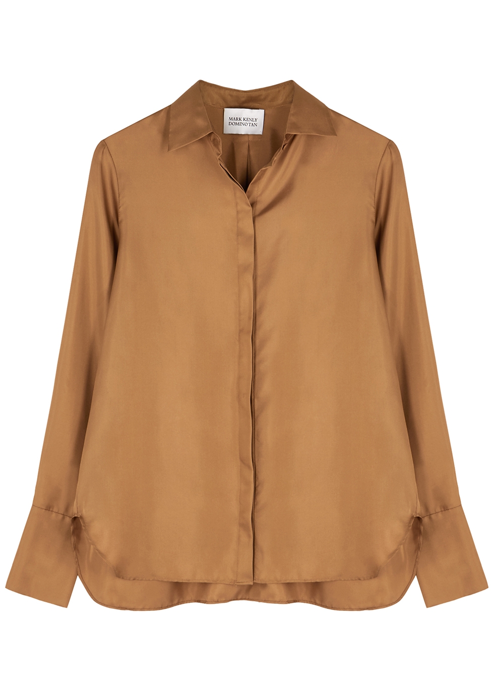 Bertine brown silk-twill blouse