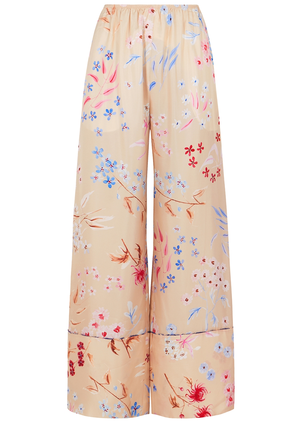 Puk floral-print silk trousers