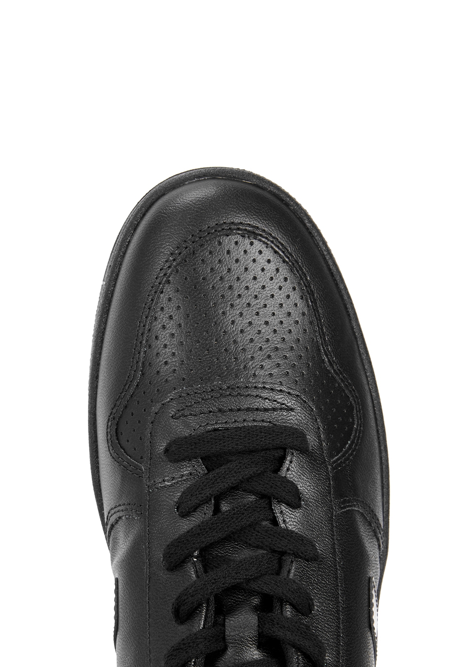 black faux leather sneakers