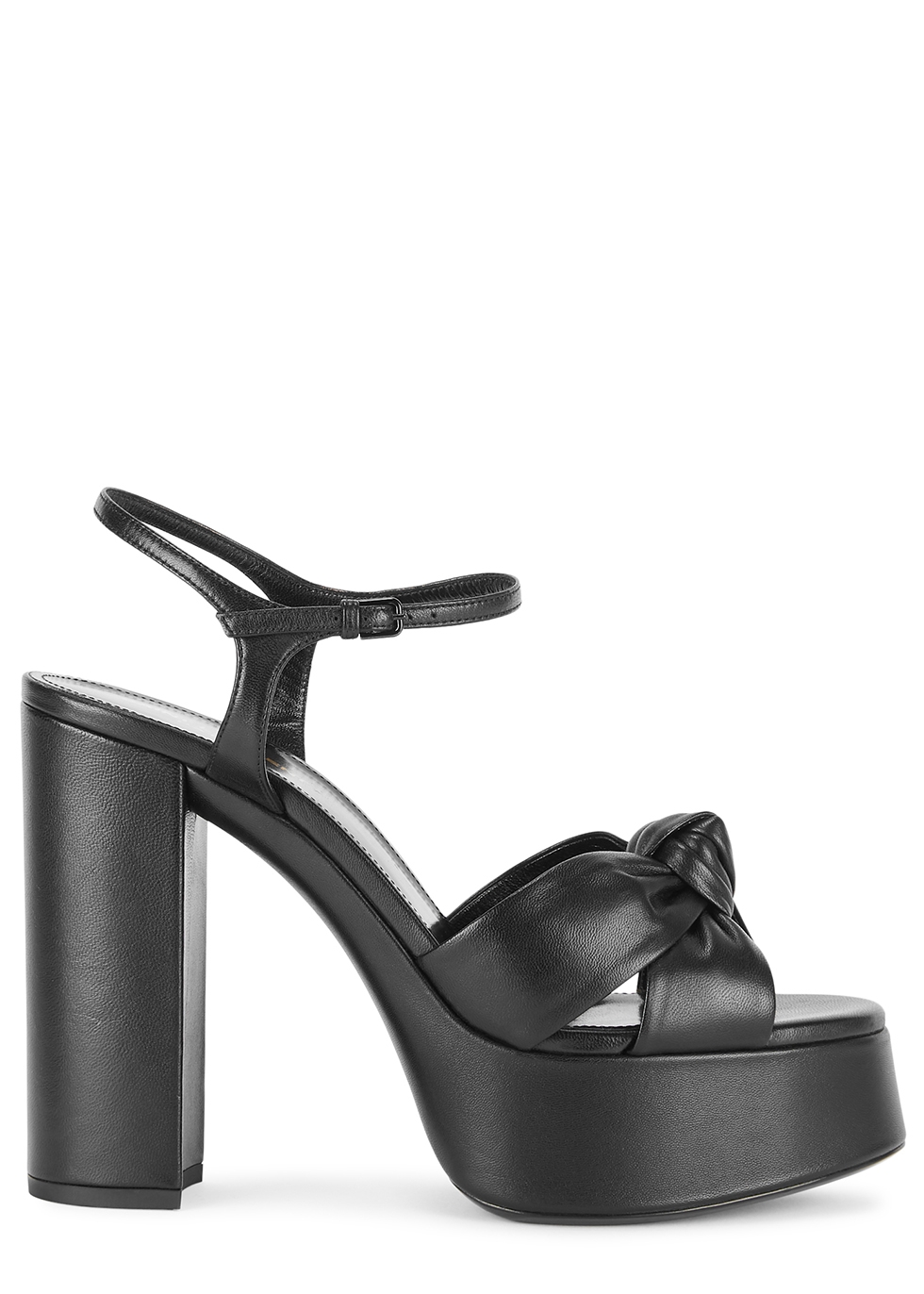 Saint Laurent Bianca 130 black leather platform sandals - Harvey Nichols