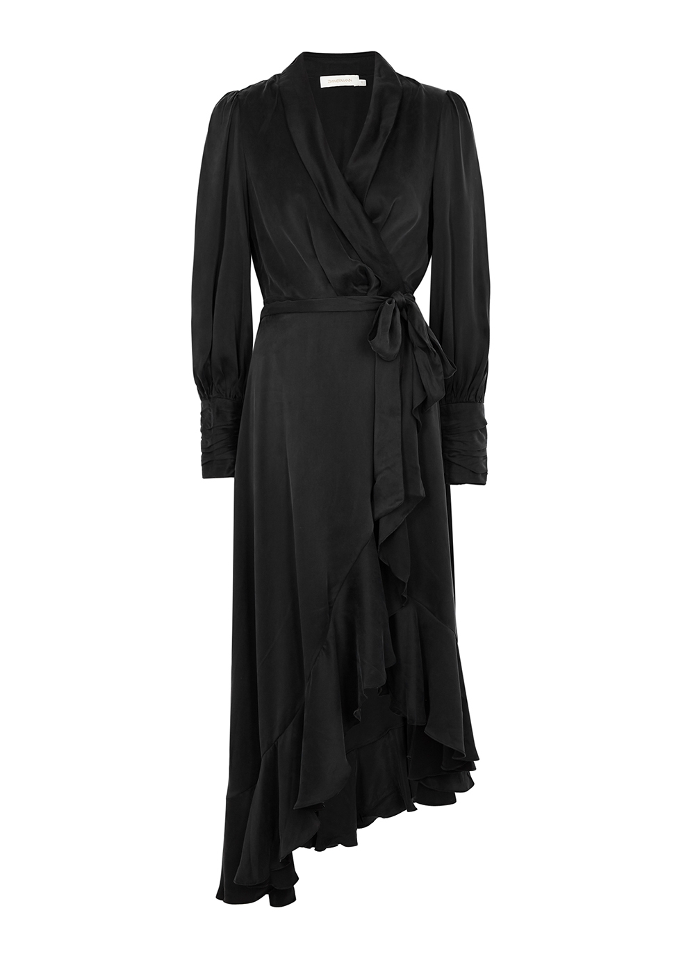 black silky wrap dress