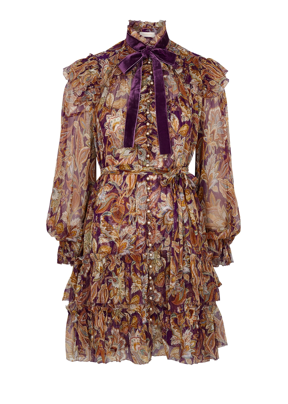 Ladybeetle printed silk-chiffon mini dress