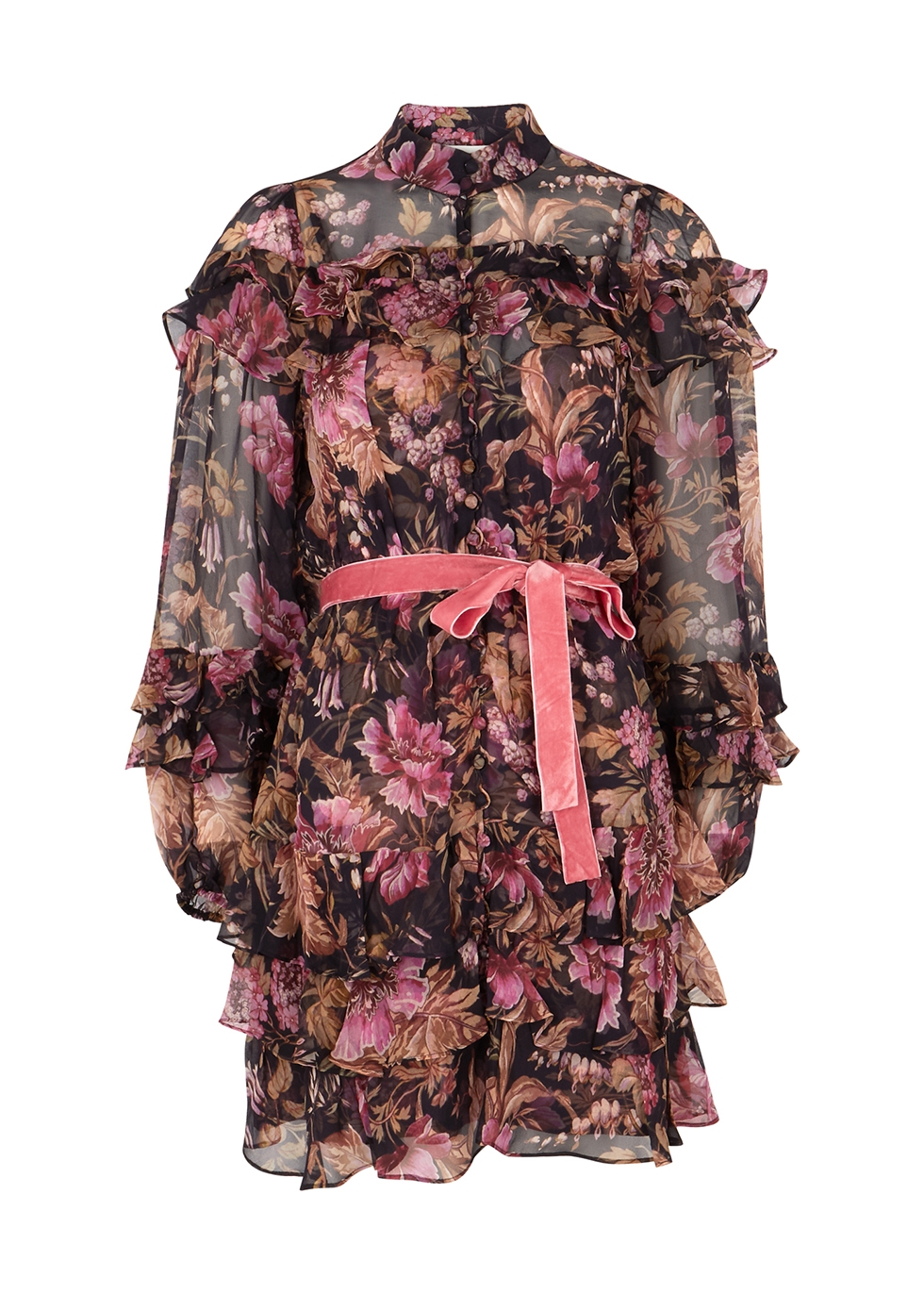 Lucky floral-print silk-chiffon mini dress