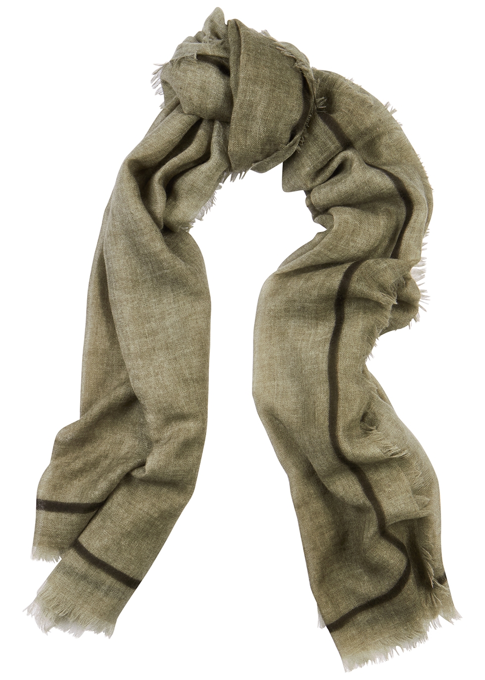 Spray Righino olive cashmere scarf