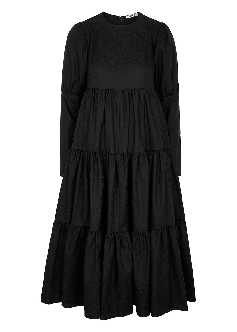 Gail black floral-jacquard midi dress