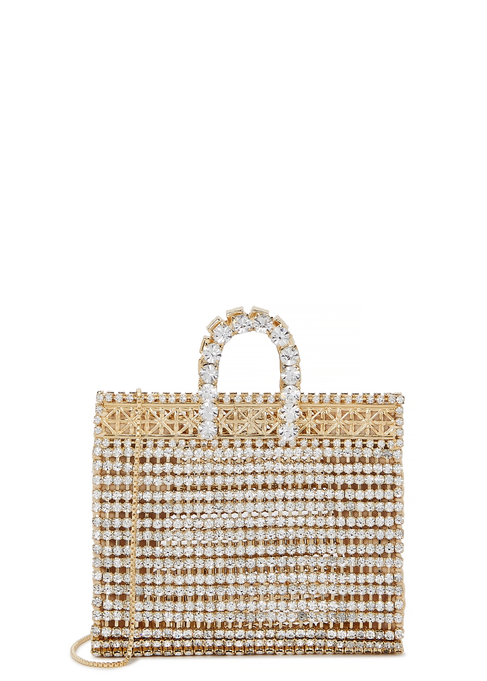 Costanza mini crystal-embellished top handle bag