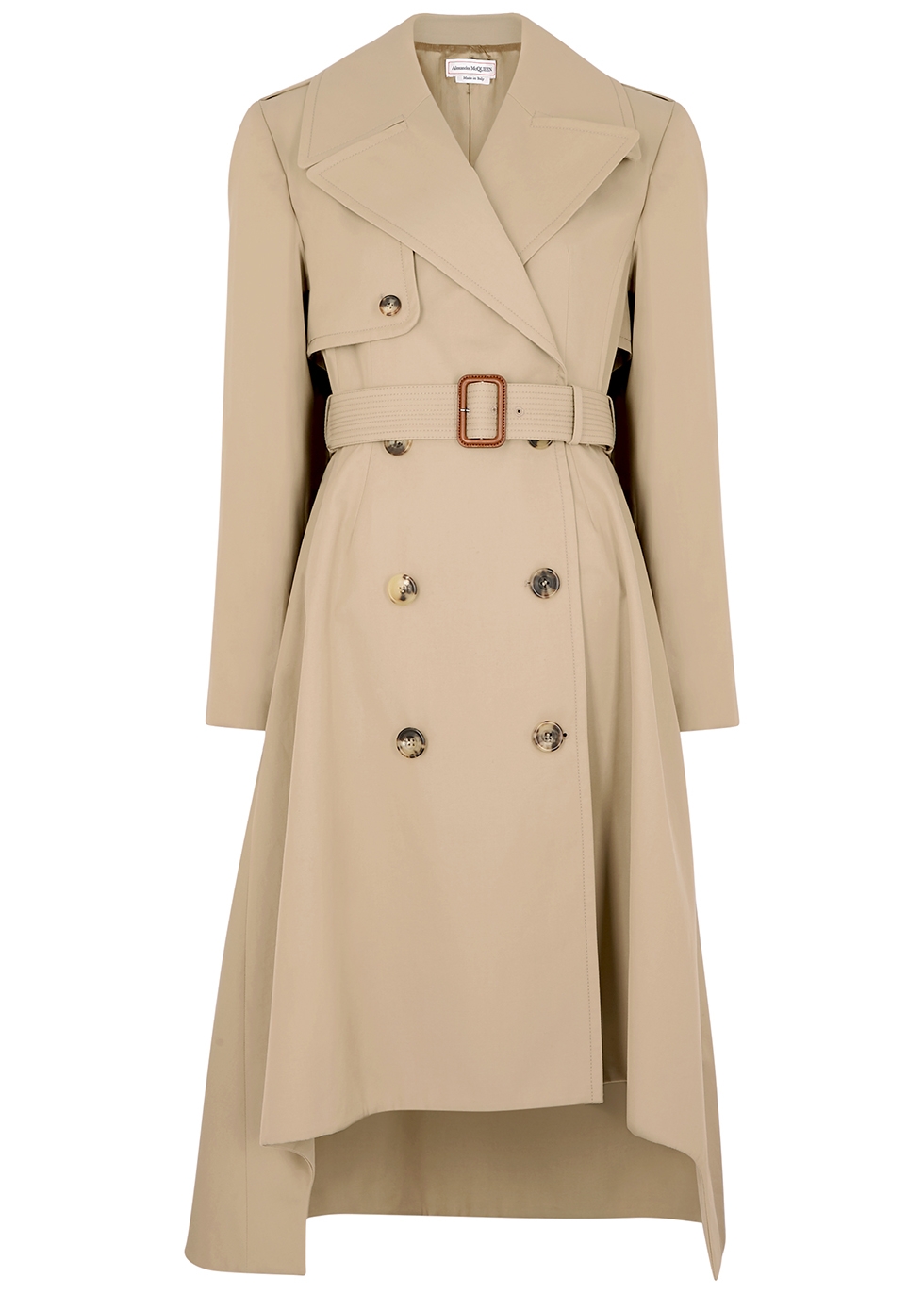Womens Clothing Coats Raincoats and trench coats Burberry Cotton Belted Trench Coat in Natural 