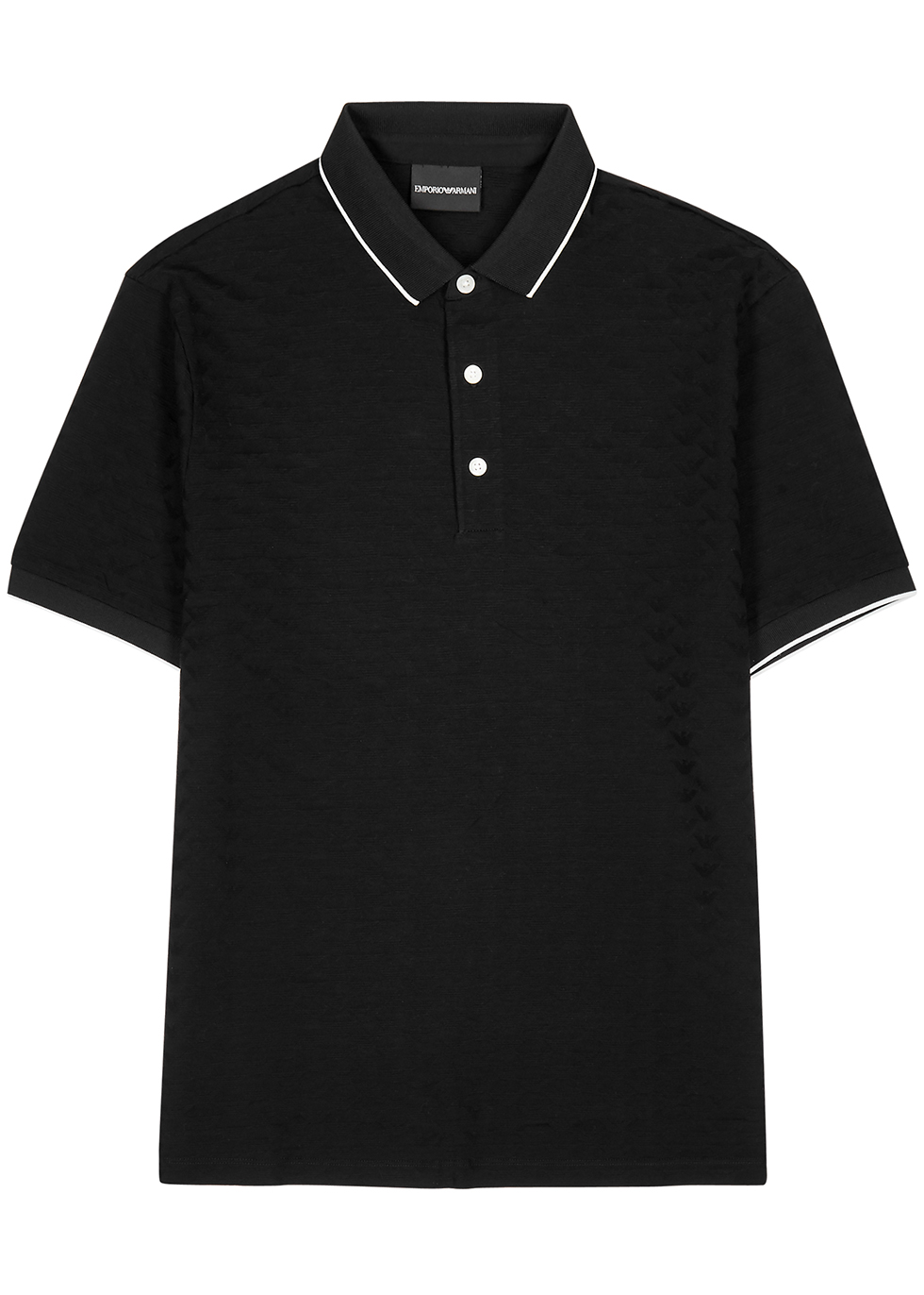 Black logo-jacquard cotton polo shirt 