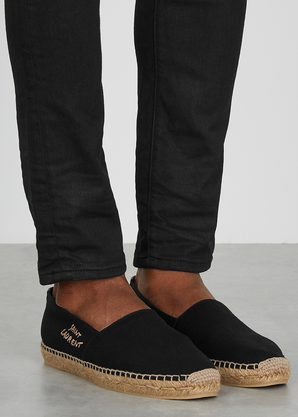 ysl espadrilles black leather