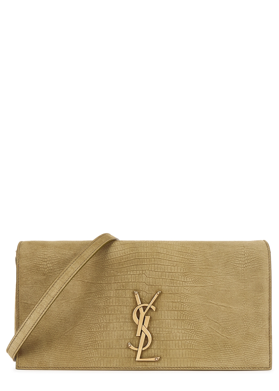 Kate camel lizard-embossed suede shoulder bag