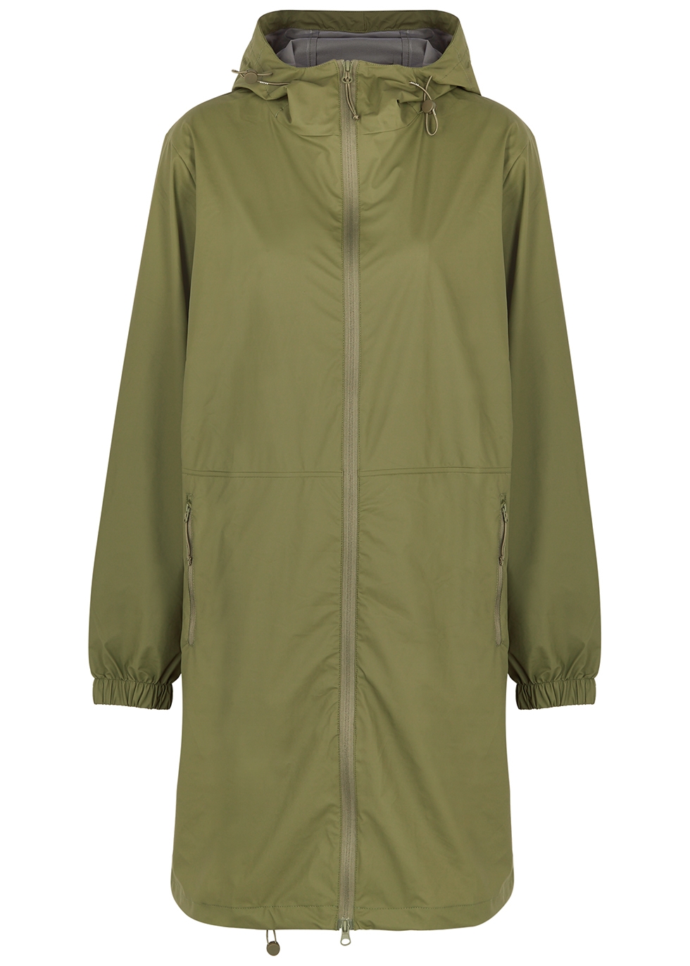 Ultralight army green rubberised raincoat