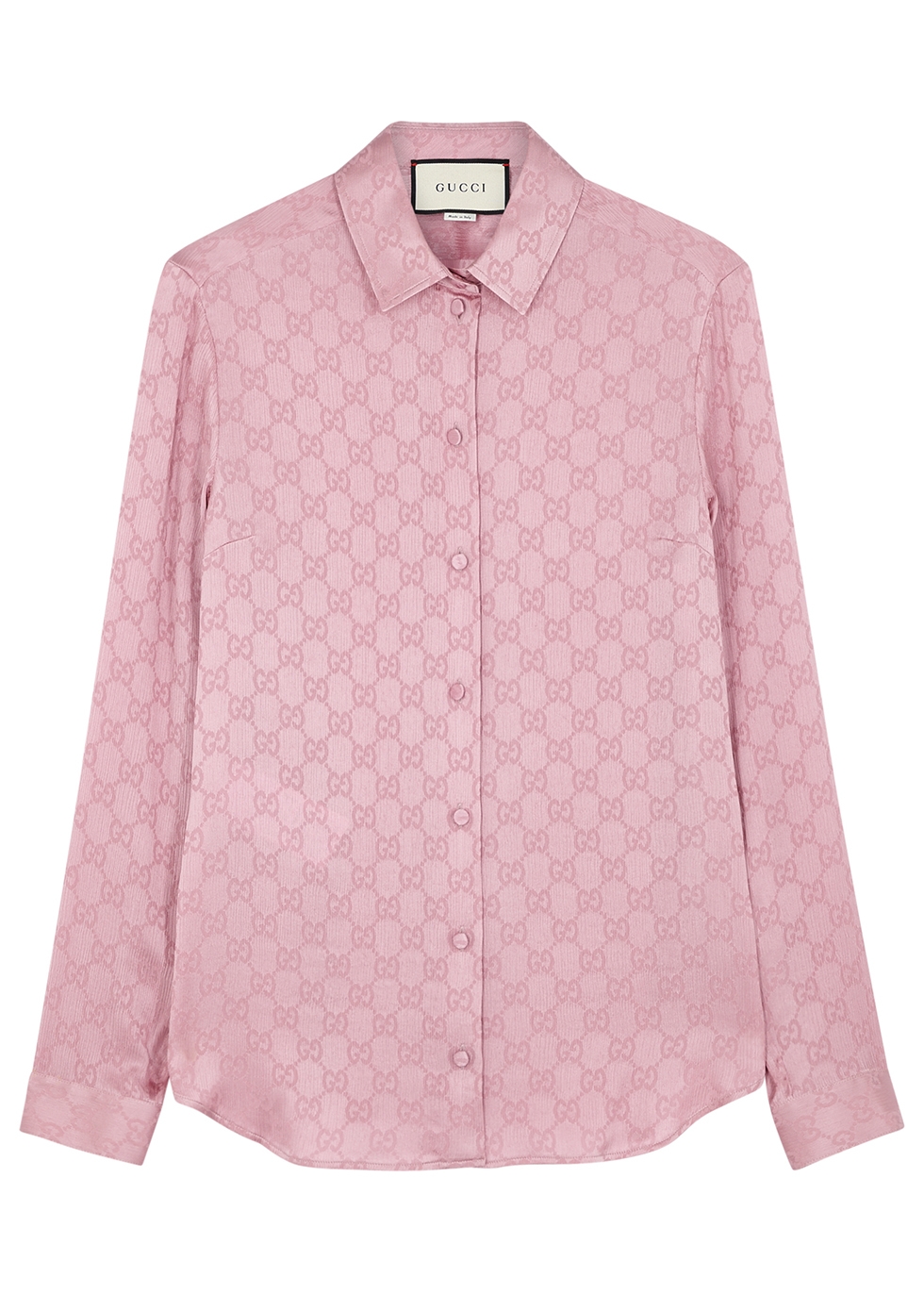 Gucci Pink GG-jacquard silk blouse 