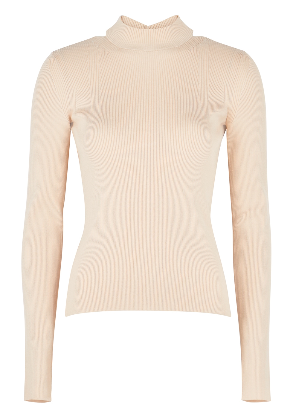Blush cut-out ribbed-knit top