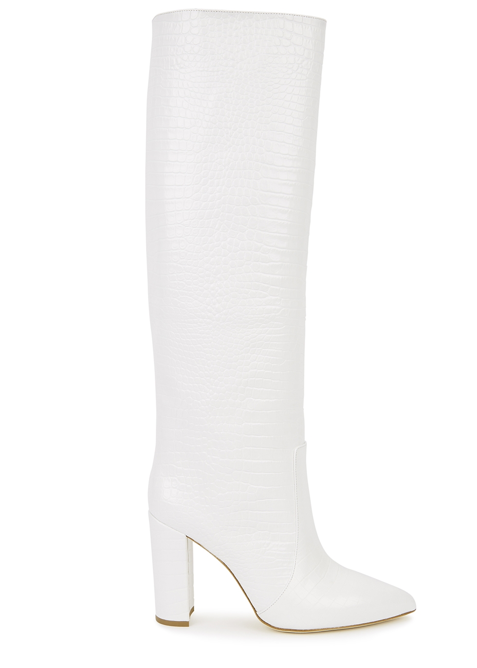 high knee white boots